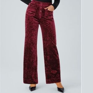 Halara Velvet Burgundy High-Wasted Pants